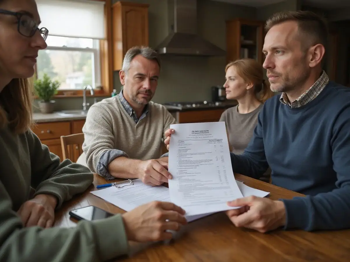 Ryan Quade reviewing a mortgage statement with a Twin Cities homeowner