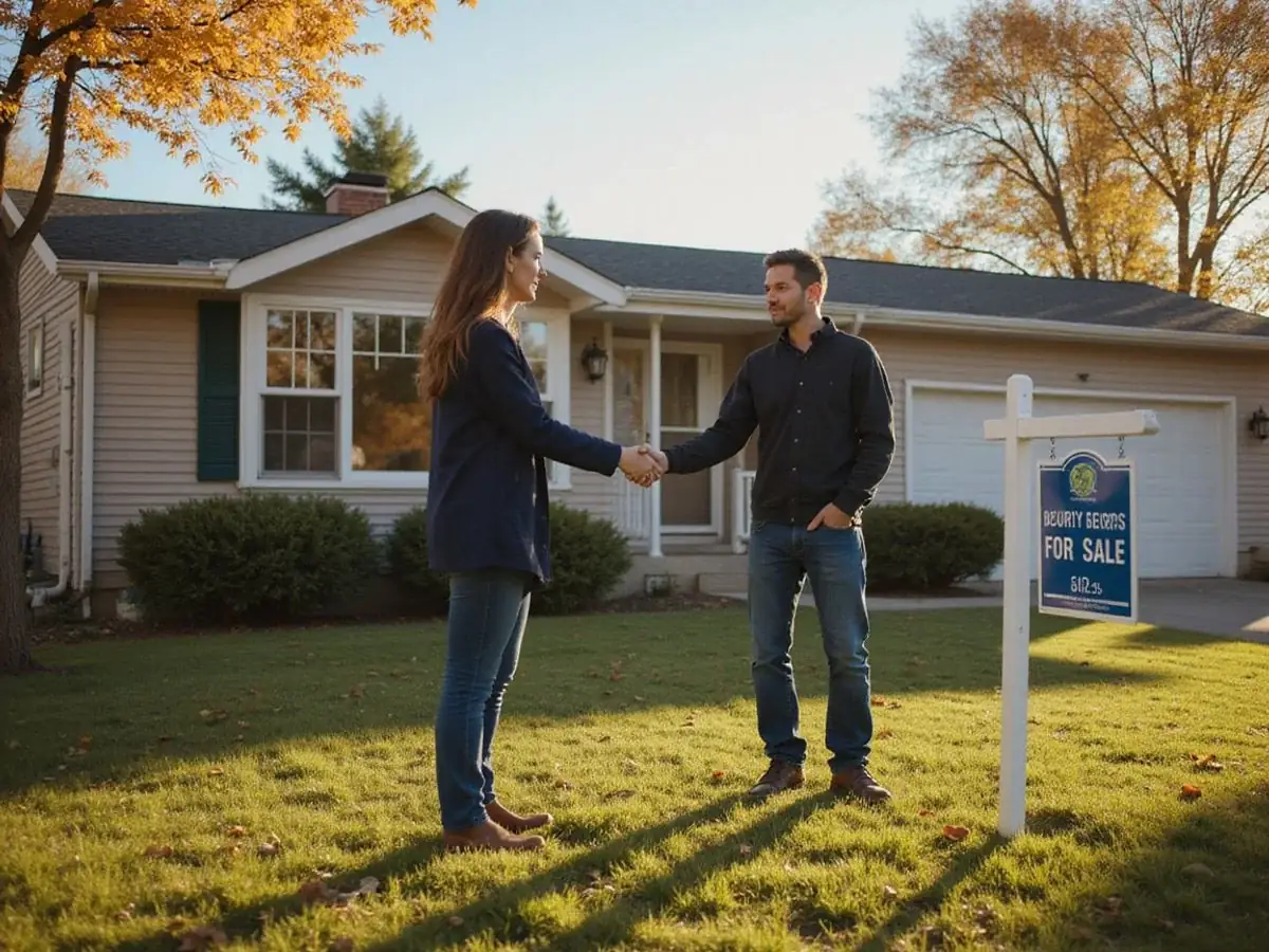 Ryan Quade of 3 Brothers putting a For Sale sign in a Twin Cities front yard